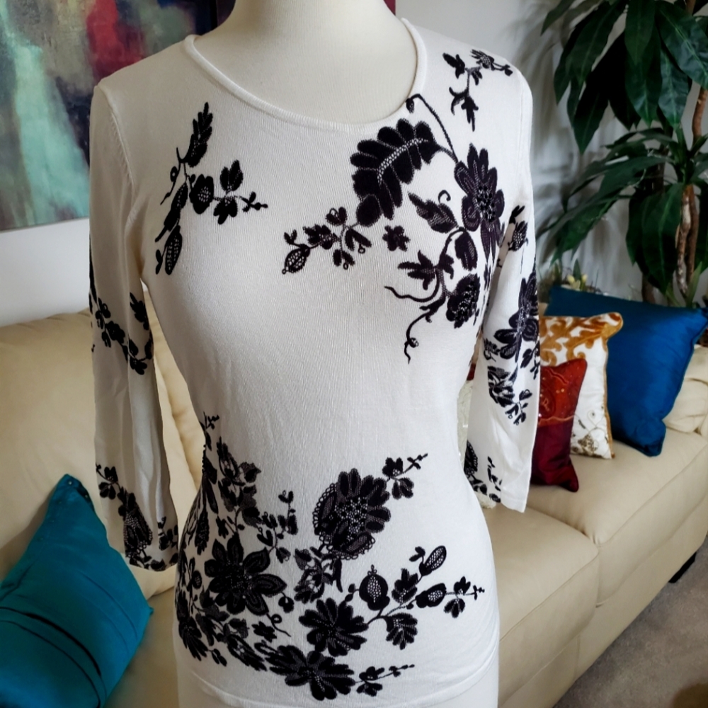 EUC Choices Embellished Lace Print Sweater